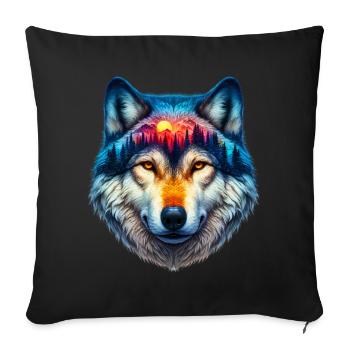 Wolf - Sofakissenbezug 45 x 45 cm - Schwarz - Vorne