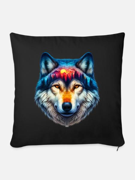 Wolf - Sofakissenbezug 45 x 45 cm - Schwarz