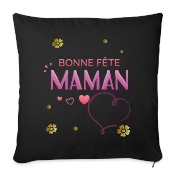 Bonne Fête Maman - Housse de coussin décorative 45 x 45 cm - noir - Devant