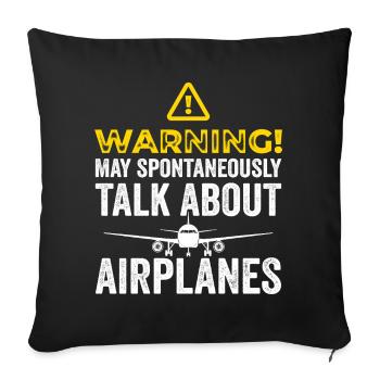 Funny Airplane Tees Men Women Plane Aviation Pilot - Sofa pillowcase 17,3'' x 17,3'' (45 x 45 cm) - black - Front