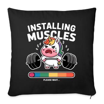 Unicorn Lifts Weights Loading - Sofa pillowcase 17,3'' x 17,3'' (45 x 45 cm) - black - Front