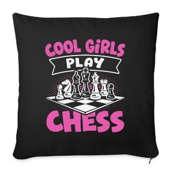 Chess Player Cool Girls Play Chess - Sofa pillowcase 17,3'' x 17,3'' (45 x 45 cm) - black - Front