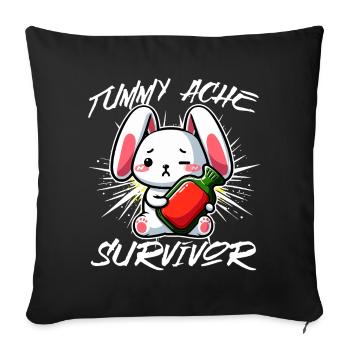 Survivant des maux de ventre - Conception de lapin mignon - Housse de coussin décorative 45 x 45 cm - noir - Devant