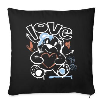 Cuddly Bear with Heart – Love Motif Graffiti Design - Sofa pillowcase 17,3'' x 17,3'' (45 x 45 cm) - black - Front