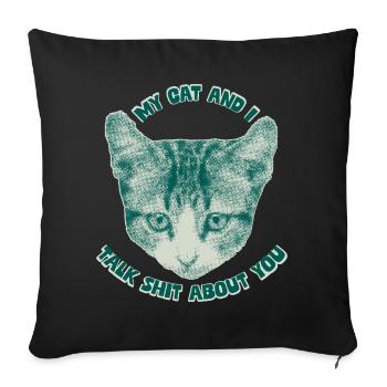 Sassy Cat Talk – Funny Cat Theme - Sofa pillowcase 17,3'' x 17,3'' (45 x 45 cm) - black - Front
