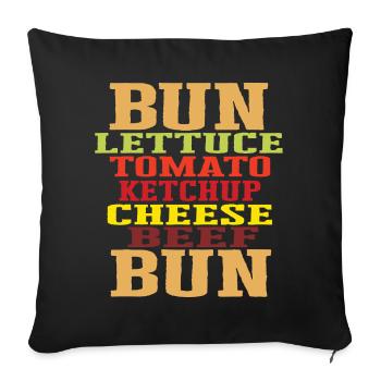 Burger Ingredients Typography Cheeseburger Construction - Sofa pillowcase 17,3'' x 17,3'' (45 x 45 cm) - black - Front