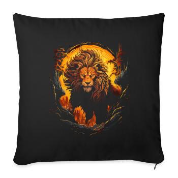 Lion, Tête de lion, Fort, Sauvage, Orgueilleux, Courageux, Royal - Housse de coussin décorative 45 x 45 cm - noir - Devant