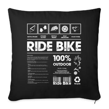 Illustration graphique de cyclisme d’aventure - Housse de coussin décorative 45 x 45 cm - noir - Devant