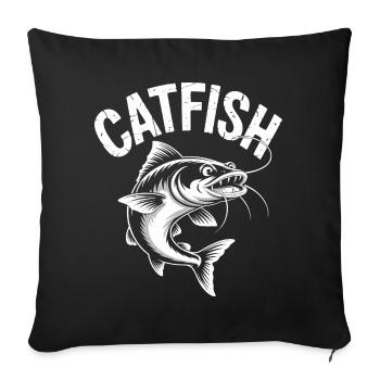 Conception de pêche d’aventure au poisson-chat - Housse de coussin décorative 45 x 45 cm - noir - Devant