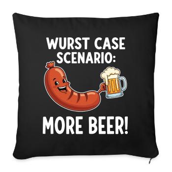Scénario de cas de saucisse : plus de bière ! - Housse de coussin décorative 45 x 45 cm - noir - Devant
