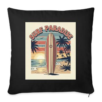 Surf Paradise Retro Design - Sofa pillowcase 17,3'' x 17,3'' (45 x 45 cm) - black - Front