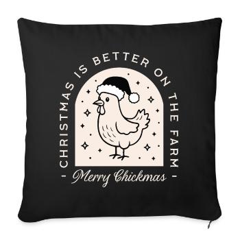  Chicken Christmas greetings wishes homestead farm - Sofa pillowcase 17,3'' x 17,3'' (45 x 45 cm) - black - Front