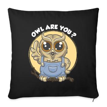 Owl are you ? - Sofa pillowcase 17,3'' x 17,3'' (45 x 45 cm) - black - Front