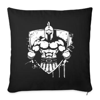 Casque de gladiateur féroce - Housse de coussin décorative 45 x 45 cm - noir - Devant