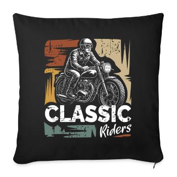 Conception de moto vintage Classic Riders - Housse de coussin décorative 45 x 45 cm - noir - Devant