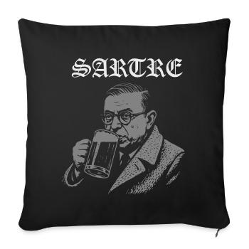 Vintage Sartre trinken Bier Illustration - Sofakissenbezug 45 x 45 cm - Schwarz - Vorne