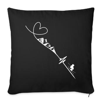 Battement de cœur du ski - Housse de coussin décorative 45 x 45 cm - noir - Devant
