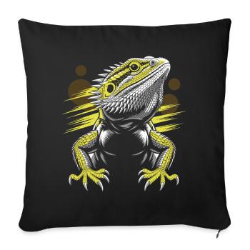 Dragon Head Bearded Dragon Lizard - Sofa pillowcase 17,3'' x 17,3'' (45 x 45 cm) - black - Front