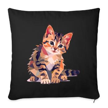 Colorful Geometric Cat Illustration Modern - Sofa pillowcase 17,3'' x 17,3'' (45 x 45 cm) - black - Front