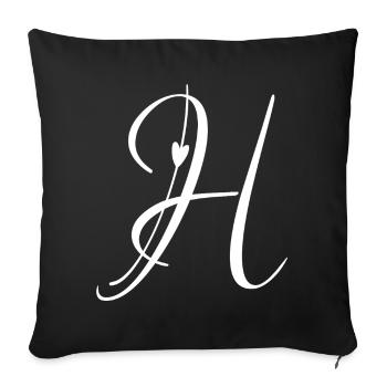 Letter H Initial Alphabet Monogram Pocket Face - Sofa pillowcase 17,3'' x 17,3'' (45 x 45 cm) - black - Front