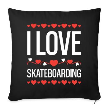 J’adore le skateboard - Housse de coussin décorative 45 x 45 cm - noir - Devant