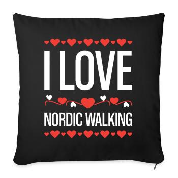J’adore la marche nordique - Housse de coussin décorative 45 x 45 cm - noir - Devant