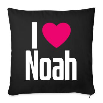 J’aime Noah Cœur Rose J’aime Noah - Housse de coussin décorative 45 x 45 cm - noir - Devant