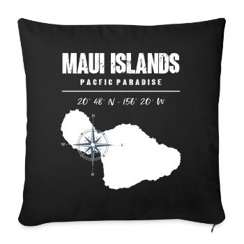 Conception de boussole de l’île de Maui avec coordonnées Vintage - Housse de coussin décorative 45 x 45 cm - noir - Devant