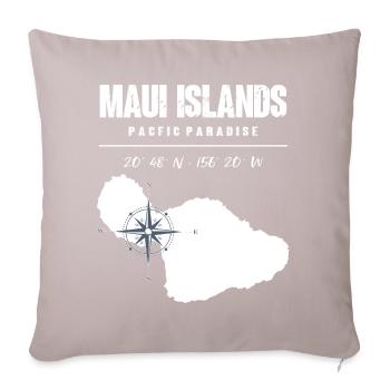 Conception de boussole de l’île de Maui avec coordonnées Vintage - Housse de coussin décorative 45 x 45 cm - taupe clair - Devant