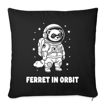 Frettchen im Orbit - Sofakissenbezug 45 x 45 cm - Schwarz - Vorne
