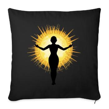Femme embrassant le soleil - Housse de coussin décorative 45 x 45 cm - noir - Devant