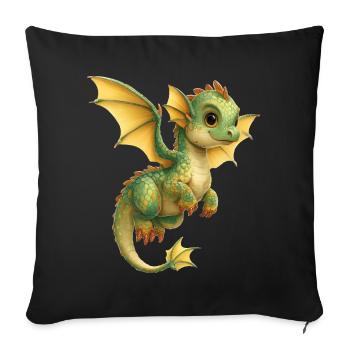 Drache - Sofakissenbezug 45 x 45 cm - Schwarz - Vorne