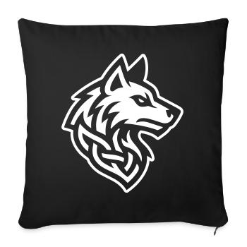 Tête de Loup Nordique - Housse de coussin décorative 45 x 45 cm - noir - Devant