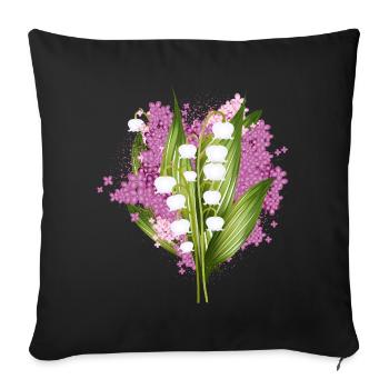 Lily of the valley and lilac as a spring greeting - Sofa pillowcase 17,3'' x 17,3'' (45 x 45 cm) - black - Front