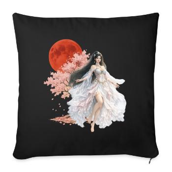 Enchanteresse Fleur au Clair de Lune - Housse de coussin décorative 45 x 45 cm - noir - Devant