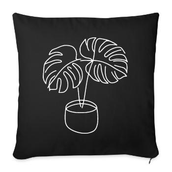 Monstera en pot blanc - Housse de coussin décorative 45 x 45 cm - noir - Devant