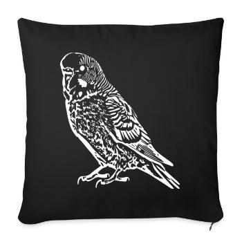 Budgie Bird white - Sofa pillowcase 17,3'' x 17,3'' (45 x 45 cm) - black - Front