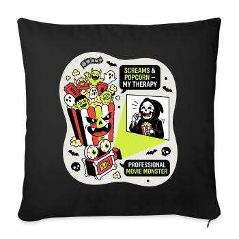 Popcorn Monster Therapy - Sofa pillowcase 17,3'' x 17,3'' (45 x 45 cm) - black - Front