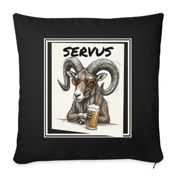 Mouflon de bière - Housse de coussin décorative 45 x 45 cm - noir - Devant