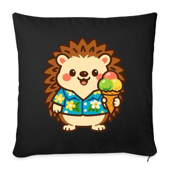 Igel mit Eis im Hawaii-Stil - Sofa pillowcase 17,3'' x 17,3'' (45 x 45 cm) - black - Front