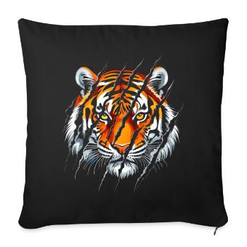 Wild Tiger Head Design - Majestic Big Cat - Sofa pillowcase 17,3'' x 17,3'' (45 x 45 cm) - black - Front