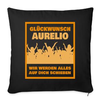 Glückwunsch Aurelio JubelCrowd - Sofakissenbezug 45 x 45 cm - Schwarz - Vorne