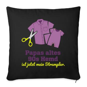 Papas 90er Hemd Upcycling Baby Strampler - Sofakissenbezug 45 x 45 cm - Schwarz - Vorne
