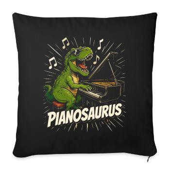 Fun Pianist Dinosaur - Sofa pillowcase 17,3'' x 17,3'' (45 x 45 cm) - black - Front