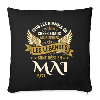 Anniversaire Mai 1971 - Housse de coussin décorative 45 x 45 cm - noir - Devant