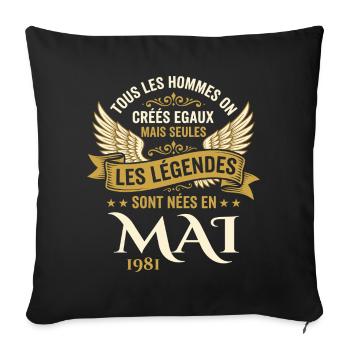 Anniversaire Mai 1981 - Housse de coussin décorative 45 x 45 cm - noir - Devant
