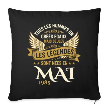 Anniversaire Mai 1985 - Housse de coussin décorative 45 x 45 cm - noir - Devant
