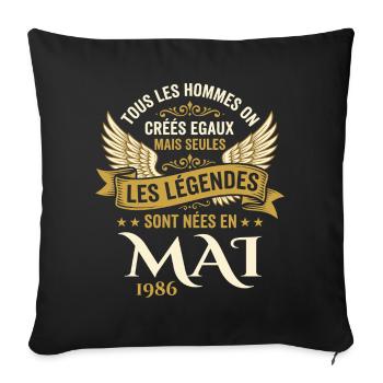 Anniversaire Mai 1986 - Housse de coussin décorative 45 x 45 cm - noir - Devant