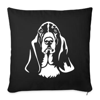 Basset Hound "Black Edition" - Sofa pillowcase 17,3'' x 17,3'' (45 x 45 cm) - black - Front