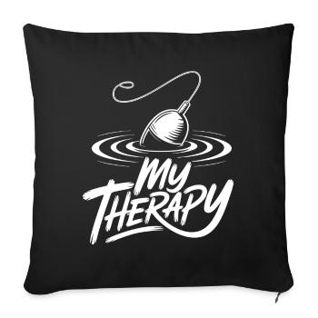 Fishing My Therapy - Sofa pillowcase 17,3'' x 17,3'' (45 x 45 cm) - black - Front